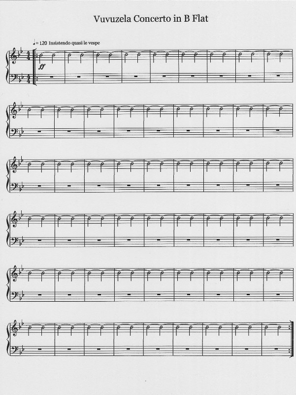 Vuvuzela Concerto in B Flat sheet music - insistendo quasi le vespe Vuvuzela Concerto in B Flat sheet music - insistendo quasi le vespe